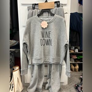 NWT Rae Dunn “Wine Down” sweatshirt/ jogger matching set